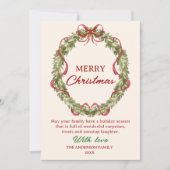 Watercolor Red Green Kranz Weihnachten Non-Foto (Vorderseite)