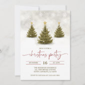 Watercolor Red Green Pine Trees Christmas Party  Einladung (Vorderseite)