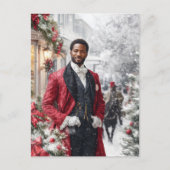 Watercolor Red Hallmark Victorian Winter Holiday Postkarte (Vorderseite)