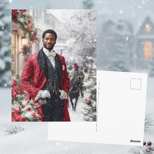 Watercolor Red Hallmark Victorian Winter Holiday Postkarte