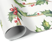 Watercolor Red Holly Berry Weihnachten Geschenkpapier (Rolleneckpunkt)