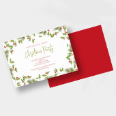 Watercolor Red Holly Christmas Party Custom Einladung