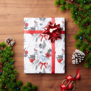Watercolor Red Ice Blue Christmas Pattern Geschenkpapier