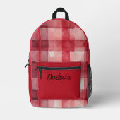 Watercolor Red Kariert Bedruckter Rucksack (Vorderseite)