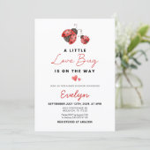 Watercolor Red Ladybug Baby Shower Einladung (Stehend Vorderseite)