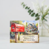 Watercolor Red Mailbox New Home Moving Postkarte (Stehend Vorderseite)