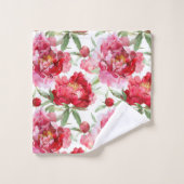 Watercolor Red Peony Pattern Badhandtuch Set (Waschlappen)