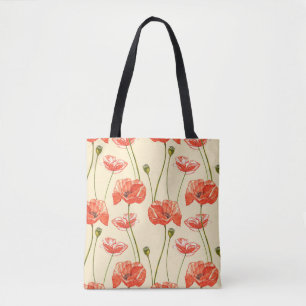 Watercolor red poppies. Seamless patterns. Wild fl Tasche