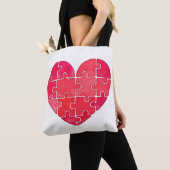 Watercolor red puzzle heart, red hearts pattern tasche (Von Nahem)