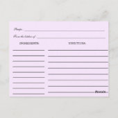 Watercolor Red Rose Flowers Bridal Shower Recipe Postkarte (Rückseite)