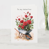 Watercolor Red Roses Rustic Floral Valentine's Day Karte (Vorderseite)