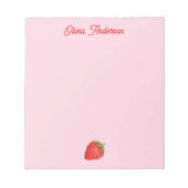 Watercolor Red Strawberry Valentines Day Custom Notizblock (Vorderseite)