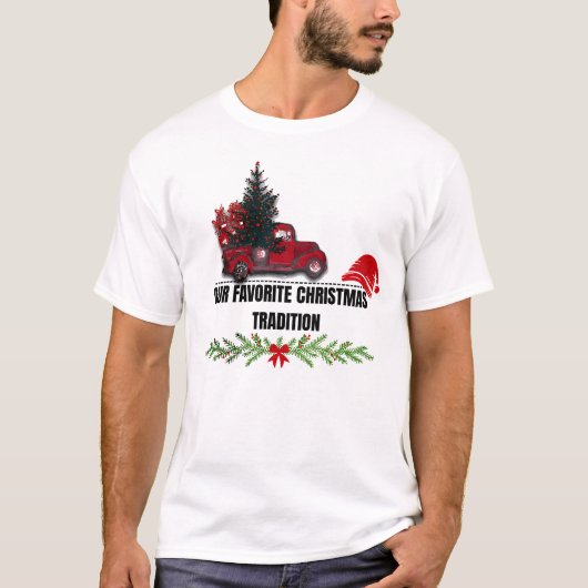 Watercolor Red Truck Our Favorite Christmas T-Shirt (Vorderseite)