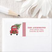 Watercolor Red Truck Wreath Weihnachtsadresse (Insitu)