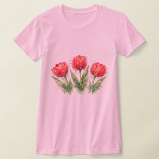 Watercolor Red Tulips T-Shirt (Ablage )