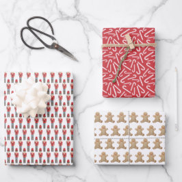 Watercolor Red White Christmas Favorites Geschenkpapier Set