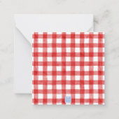 Watercolor Red & White Gingham Bow Ginger Jar Mitteilungskarte (Rückseite)