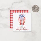 Watercolor Red & White Gingham Bow Ginger Jar Mitteilungskarte (Vorderseite/Rückseite Beispiel)
