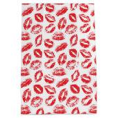 Watercolor Red White Lips Pattern Valentine's Day Mittlere Geschenktüte (Rückseite)