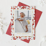 Watercolor Red Winterberry Weihnachtsfest Foto Folien Feiertagskarte<br><div class="desc">Frohe Weihnachten! Teilen Sie mit Ihrer Familie und Ihren Freunden herzliche Feiertage mit dieser individuell gestaltbaren Weihnachtskarte. Es zeichnet sich durch ein botanisches botanisches Muster roter Winterbeeren aus. Sie können diese Weihnachtskarte mit Goldfolie personalisieren, indem Sie Ihre Daten hinzufügen. Dieses Foto Weihnachtskarte ist in verschiedenen Kartenbeständen erhältlich. Matching-Elemente sind verfügbar....</div>