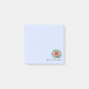 Watercolor-Regenbogen-Blumen Post-it Klebezettel