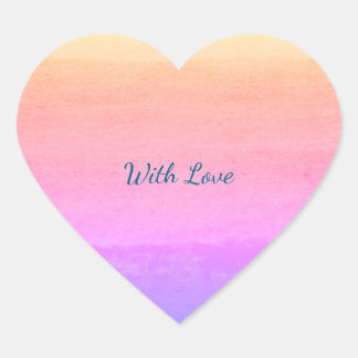 Watercolor-Regenbogen-Herz "Mit Liebe" Aufkleber