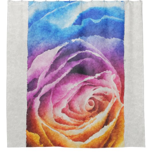 Watercolor-Regenbogen-Rose Duschvorhang (Vorderseite)
