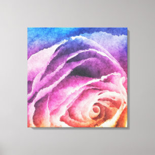 Watercolor-Regenbogen-Rose Leinwanddruck