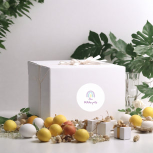 Watercolor Regenbogenblau lila gelb Geburtstag Runder Aufkleber