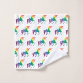 Watercolor-Regenbogenunicorn-Silhouette Badhandtuch Set (Waschlappen)