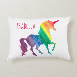 Watercolor-Regenbogenunicorn-Silhouette scherzt Zierkissen