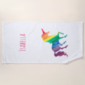 Watercolor-Regenbogenunicorn-Silhouette Strandtuch (Vorderseite)