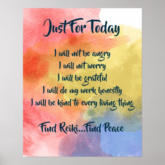 Watercolor Reiki Principles Poster (Vorne)