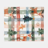 Watercolor Reindeer Gingerbread Man Snowflake Tree Fleecedecke (Vorderseite (Horizontal))