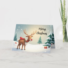 Watercolor Reindeer Holiday Card Karte