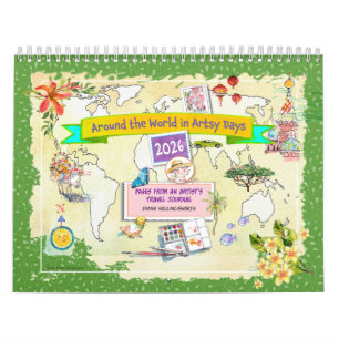 Watercolor Reisekalender rund um die Welt 2026 Kalender