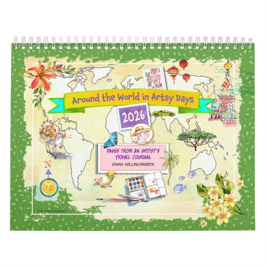 Watercolor Reisekalender rund um die Welt 2026 Kalender (Titelbild)