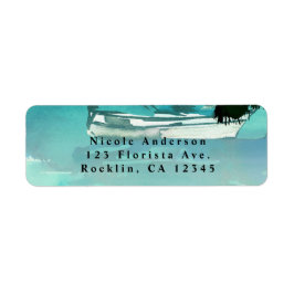 Watercolor Relief boat Palm Trees & String Lights