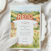 Watercolor RENO Nevada Bergblick Hochzeit Einladung