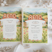 Watercolor RENO Nevada Bergblick Hochzeit Einladung