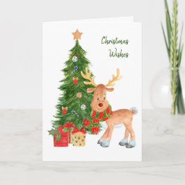 Watercolor Rentier Baby Christmas Card Karte