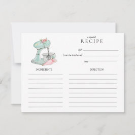 Watercolor Retro Cake mixer  baking Recipe card Mitteilungskarte