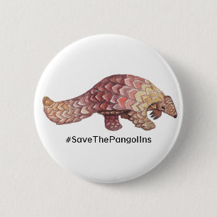 Watercolor retten den Pangolins Knopf Button