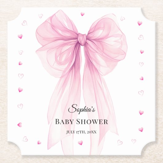 Watercolor Ribbon Coquette Party Tableware Untersetzer (Vorderseite)