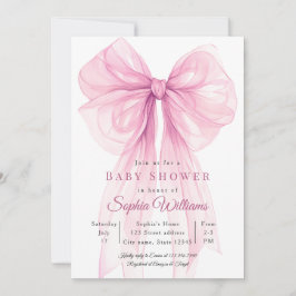 Watercolor Ribbon Girl Baby Shower Invite Einladung