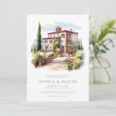 Watercolor Ristorante La Lanchetta Einladung (Stehend Vorderseite)