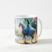 Watercolor River Horsewoman Forest Light Kaffeetasse (VorderseiteRechts)