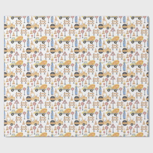Watercolor Road Construction Theme Geschenkpapier (Flach)