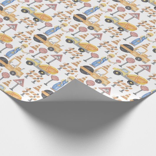 Watercolor Road Construction Theme Geschenkpapier (Ecke)