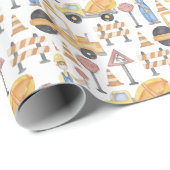 Watercolor Road Construction Theme Geschenkpapier (Rolleneckpunkt)